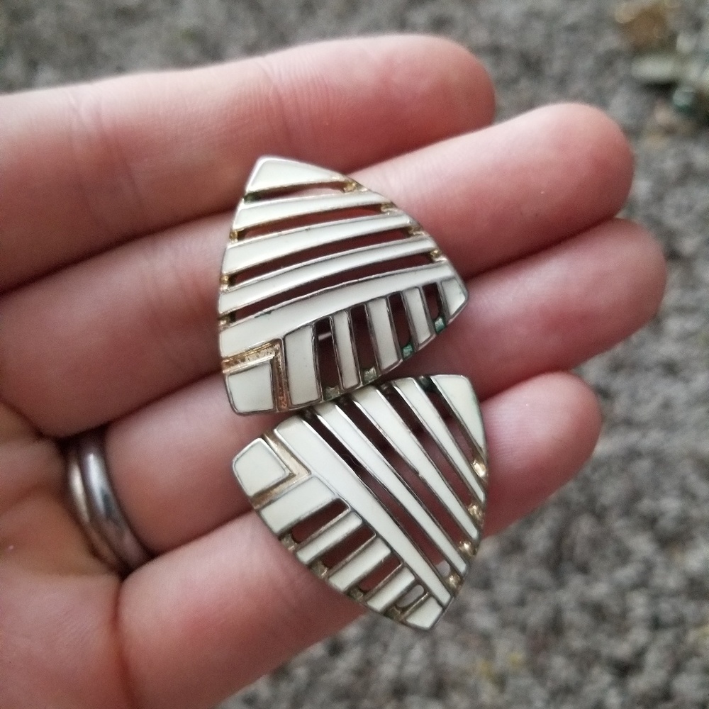 White triangle earrings